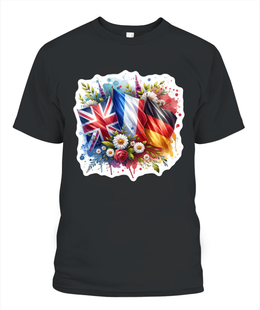 ✨From Every Fan, For Every Match✨-World Cup 2026 European Powerhouses Shirt | European Soccer T-Shirt - UK France Germany Floral Watercolor Flag Tee