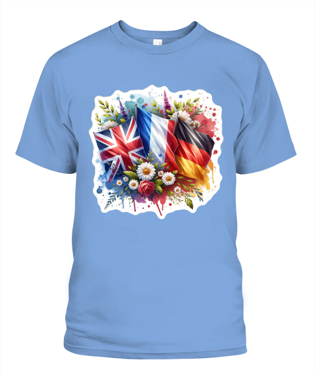 ✨From Every Fan, For Every Match✨-World Cup 2026 European Powerhouses Shirt | European Soccer T-Shirt - UK France Germany Floral Watercolor Flag Tee