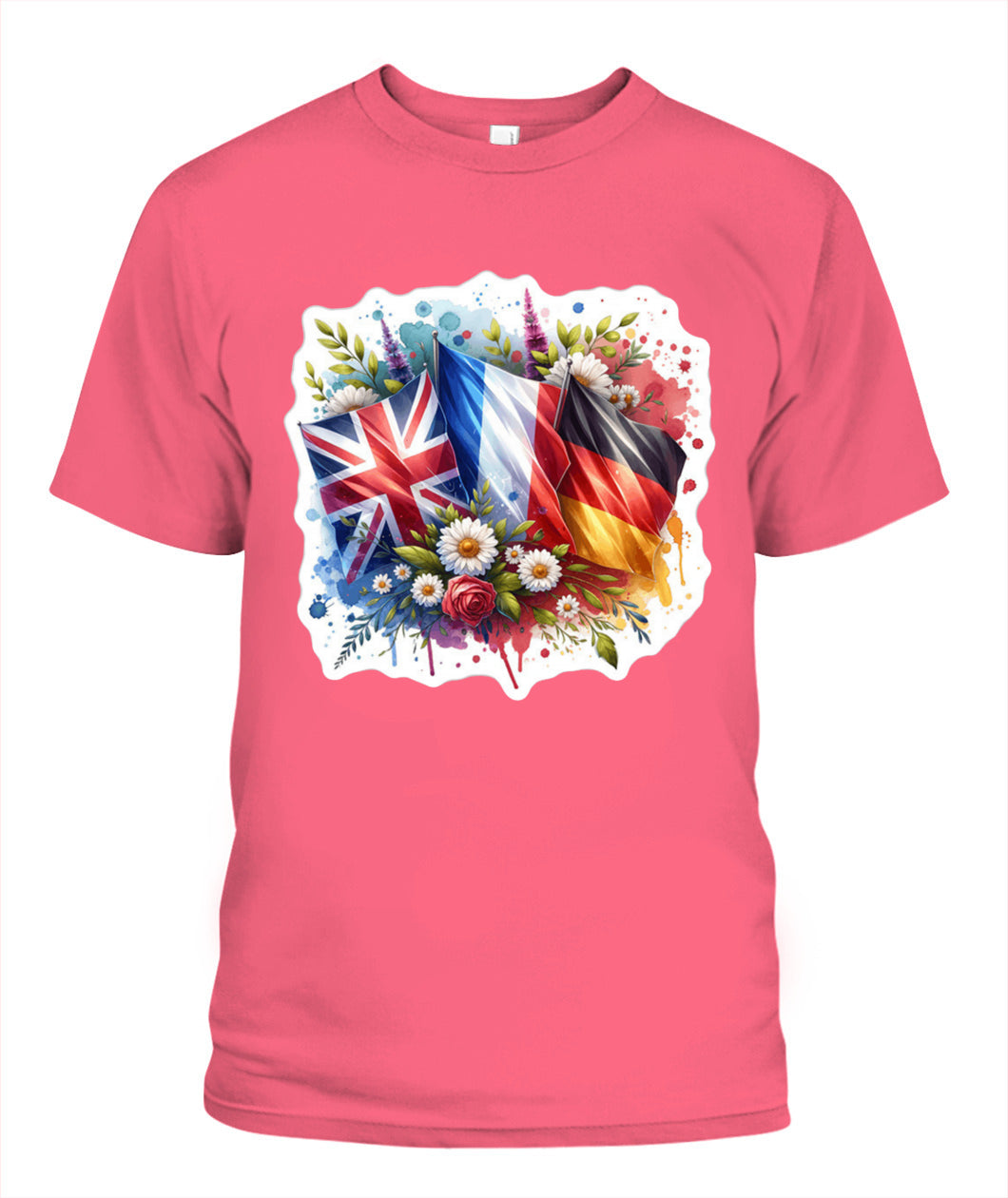 ✨From Every Fan, For Every Match✨-World Cup 2026 European Powerhouses Shirt | European Soccer T-Shirt - UK France Germany Floral Watercolor Flag Tee