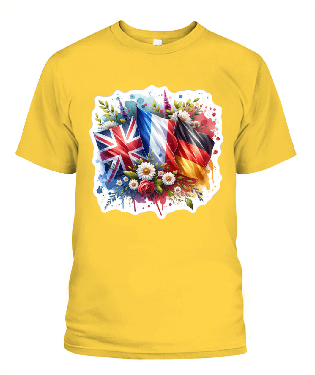 ✨From Every Fan, For Every Match✨-World Cup 2026 European Powerhouses Shirt | European Soccer T-Shirt - UK France Germany Floral Watercolor Flag Tee