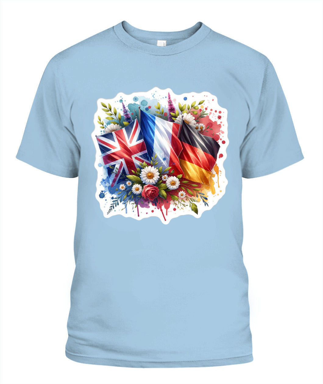 ✨From Every Fan, For Every Match✨-World Cup 2026 European Powerhouses Shirt | European Soccer T-Shirt - UK France Germany Floral Watercolor Flag Tee