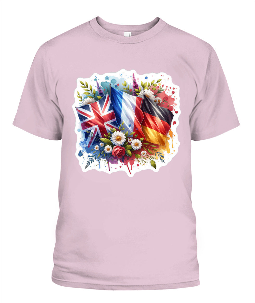 ✨From Every Fan, For Every Match✨-World Cup 2026 European Powerhouses Shirt | European Soccer T-Shirt - UK France Germany Floral Watercolor Flag Tee
