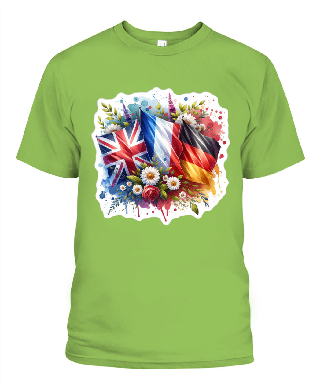✨From Every Fan, For Every Match✨-World Cup 2026 European Powerhouses Shirt | European Soccer T-Shirt - UK France Germany Floral Watercolor Flag Tee