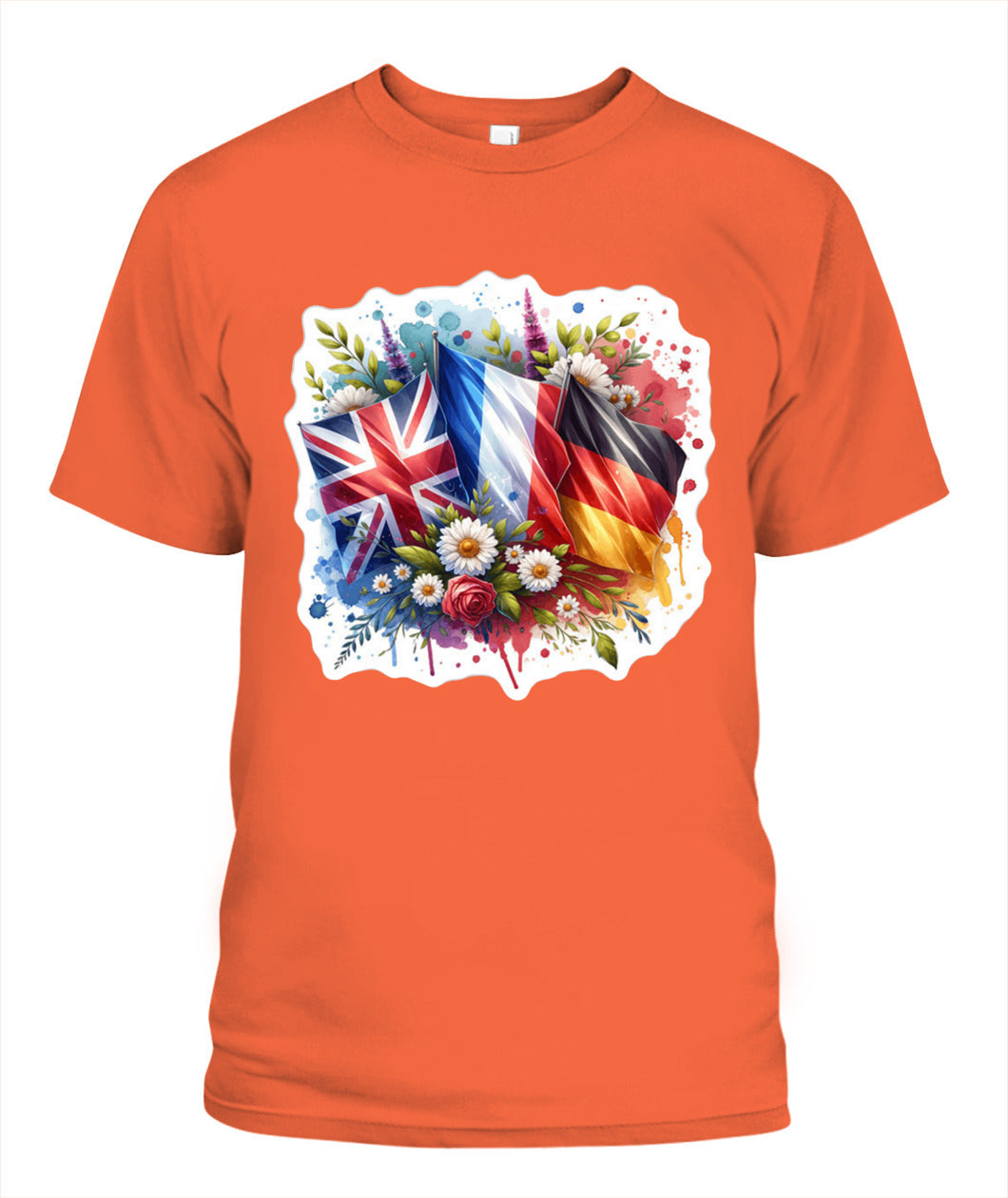 ✨From Every Fan, For Every Match✨-World Cup 2026 European Powerhouses Shirt | European Soccer T-Shirt - UK France Germany Floral Watercolor Flag Tee