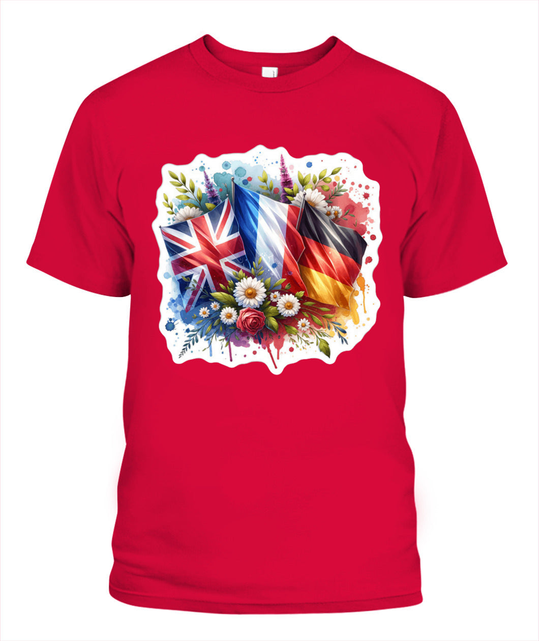 ✨From Every Fan, For Every Match✨-World Cup 2026 European Powerhouses Shirt | European Soccer T-Shirt - UK France Germany Floral Watercolor Flag Tee