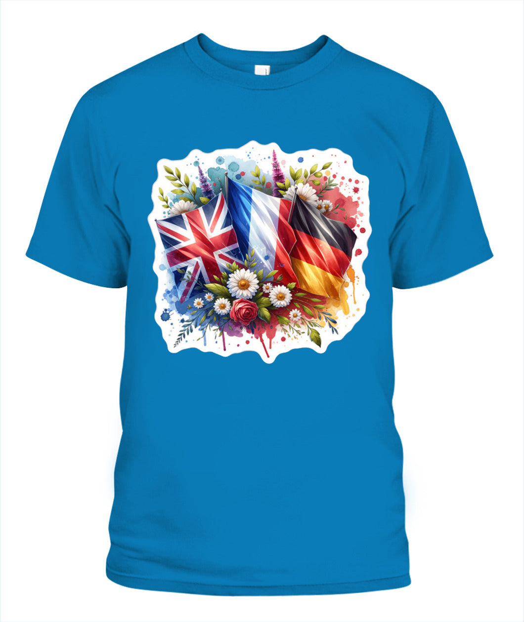 ✨From Every Fan, For Every Match✨-World Cup 2026 European Powerhouses Shirt | European Soccer T-Shirt - UK France Germany Floral Watercolor Flag Tee
