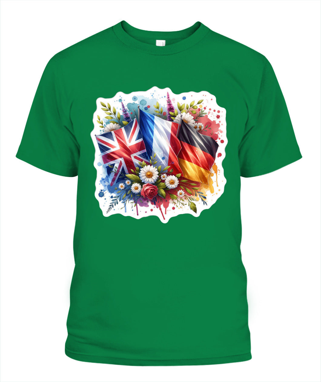 ✨From Every Fan, For Every Match✨-World Cup 2026 European Powerhouses Shirt | European Soccer T-Shirt - UK France Germany Floral Watercolor Flag Tee