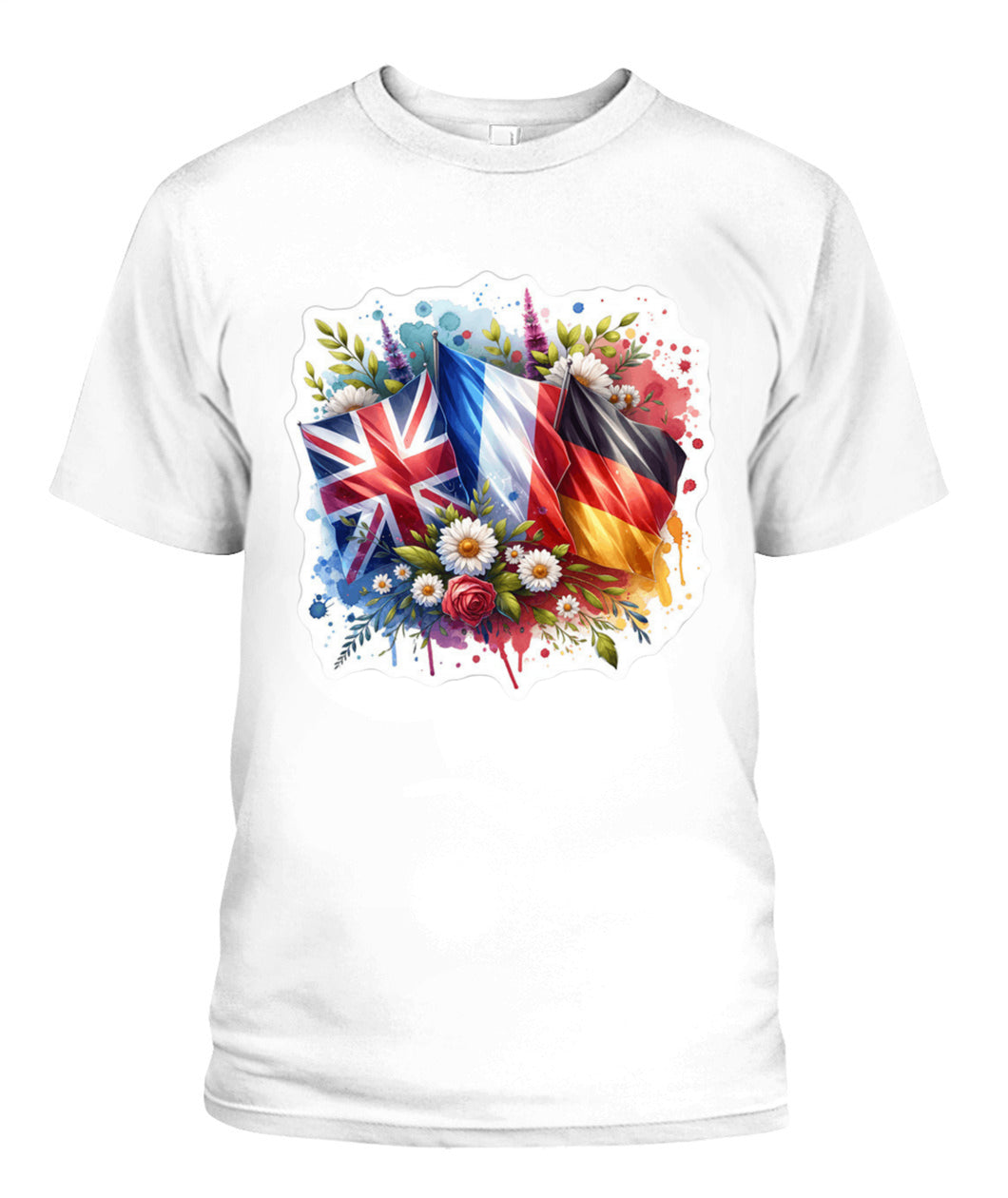 ✨From Every Fan, For Every Match✨-World Cup 2026 European Powerhouses Shirt | European Soccer T-Shirt - UK France Germany Floral Watercolor Flag Tee