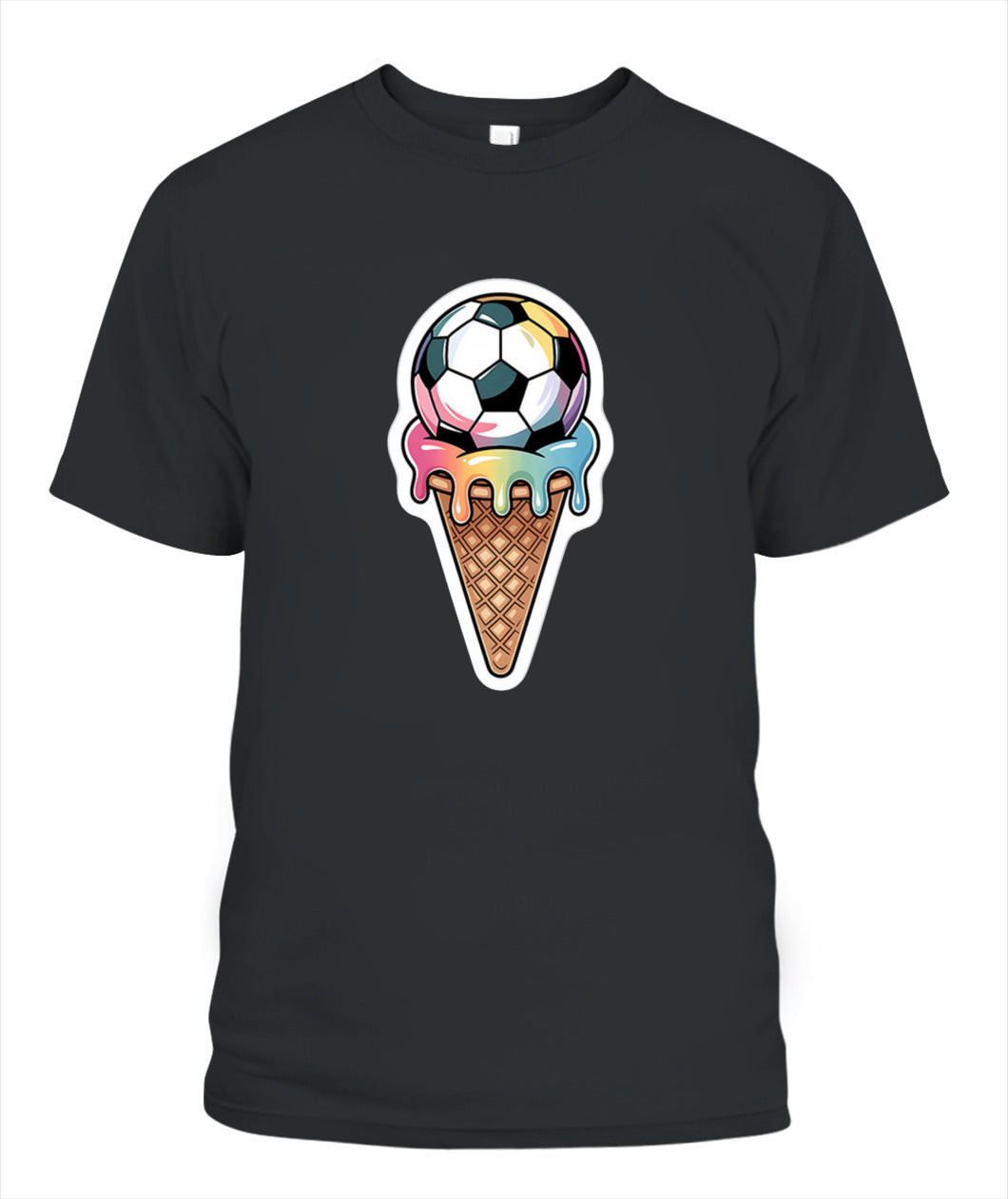 ✨From Every Fan, For Every Match✨-Colorful Melting Football Cone Shirt | Sweet Rainbow Tournament Graphic Tee