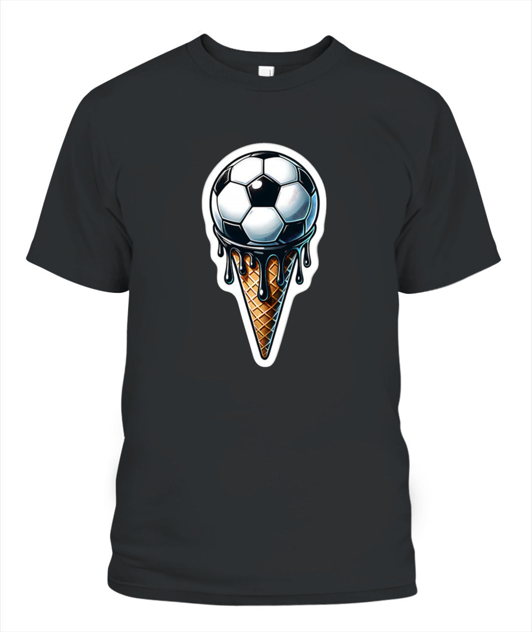 ✨From Every Fan, For Every Match✨-Dark Syrup Football Ice Cream Cone Shirt | Abstract Summer Tournament Graphic Tee