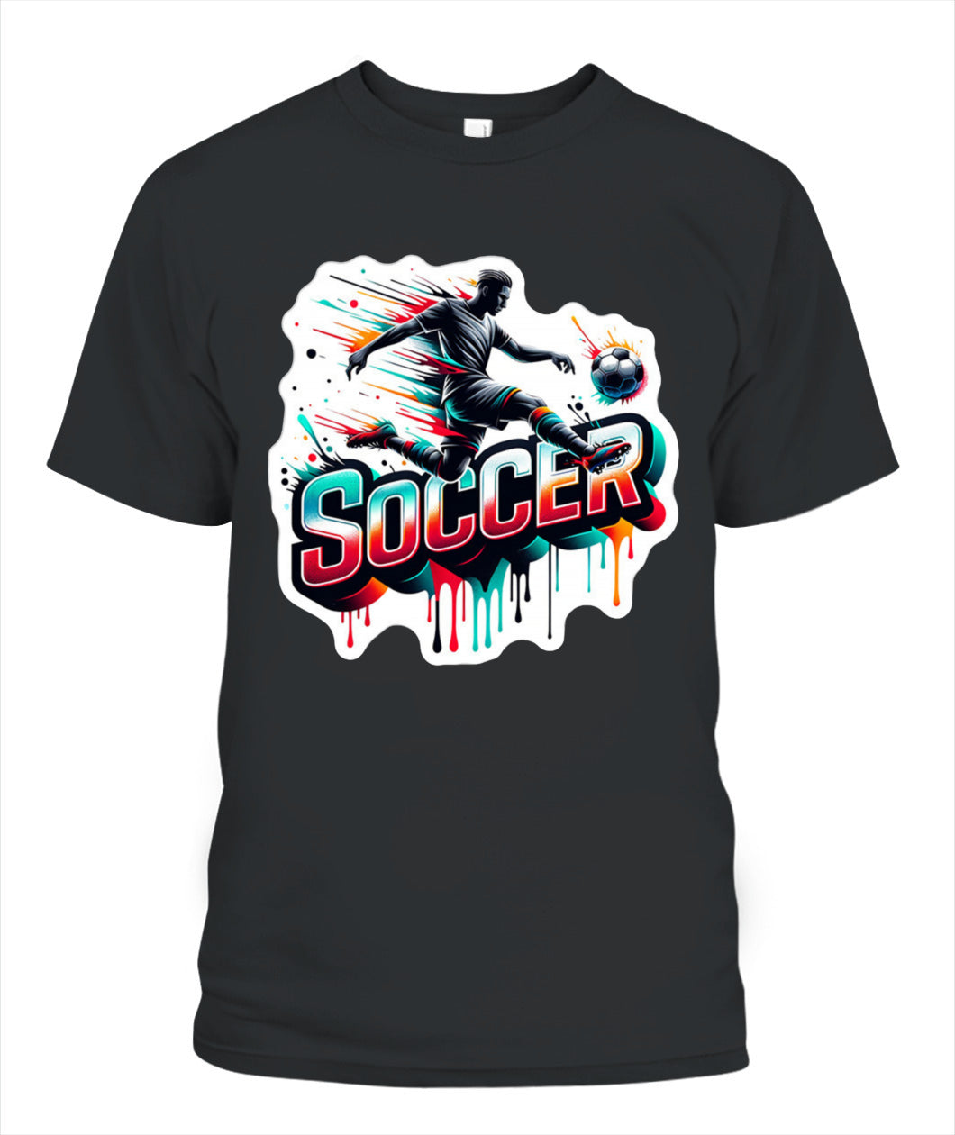 ✨From Every Fan, For Every Match✨-Speed Volley Soccer Graphic T-Shirt - Cool Dripping Paint Sports Tee