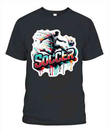 ✨From Every Fan, For Every Match✨-Speed Volley Soccer Graphic T-Shirt - Cool Dripping Paint Sports Tee
