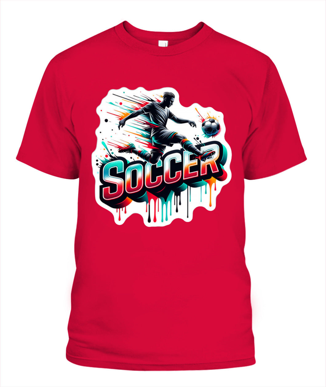 ✨From Every Fan, For Every Match✨-Speed Volley Soccer Graphic T-Shirt - Cool Dripping Paint Sports Tee