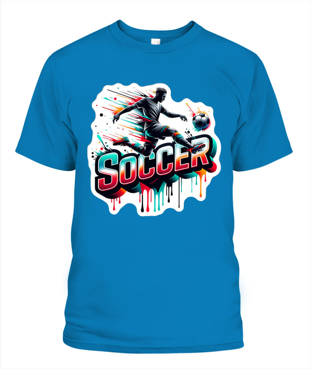 ✨From Every Fan, For Every Match✨-Speed Volley Soccer Graphic T-Shirt - Cool Dripping Paint Sports Tee
