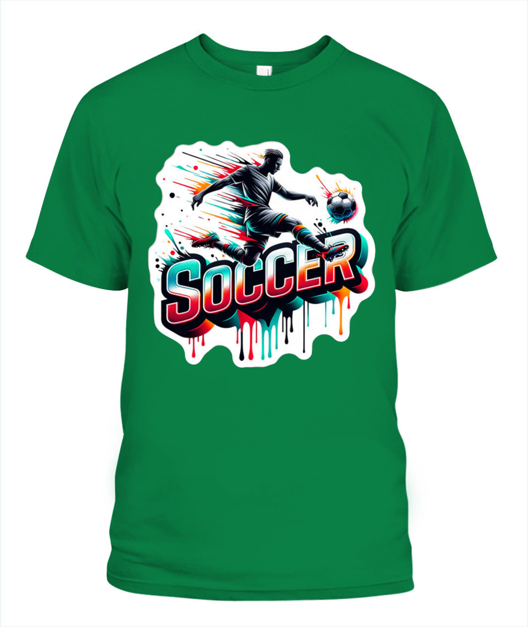 ✨From Every Fan, For Every Match✨-Speed Volley Soccer Graphic T-Shirt - Cool Dripping Paint Sports Tee