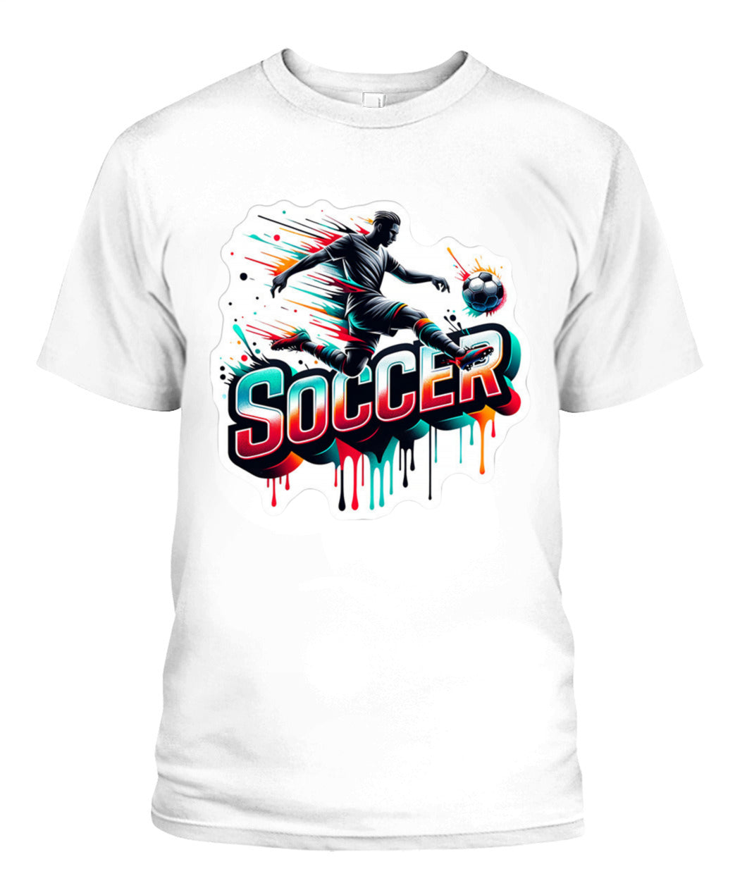 ✨From Every Fan, For Every Match✨-Speed Volley Soccer Graphic T-Shirt - Cool Dripping Paint Sports Tee