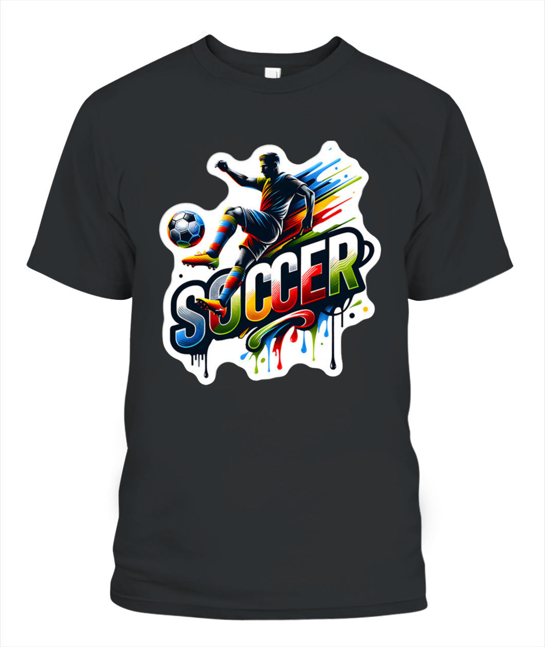 ✨From Every Fan, For Every Match✨-Dynamic "SOCCER" Graffiti T-Shirt - Volley Kick Action Graphic Tee