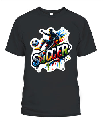 ✨From Every Fan, For Every Match✨-Dynamic "SOCCER" Graffiti T-Shirt - Volley Kick Action Graphic Tee