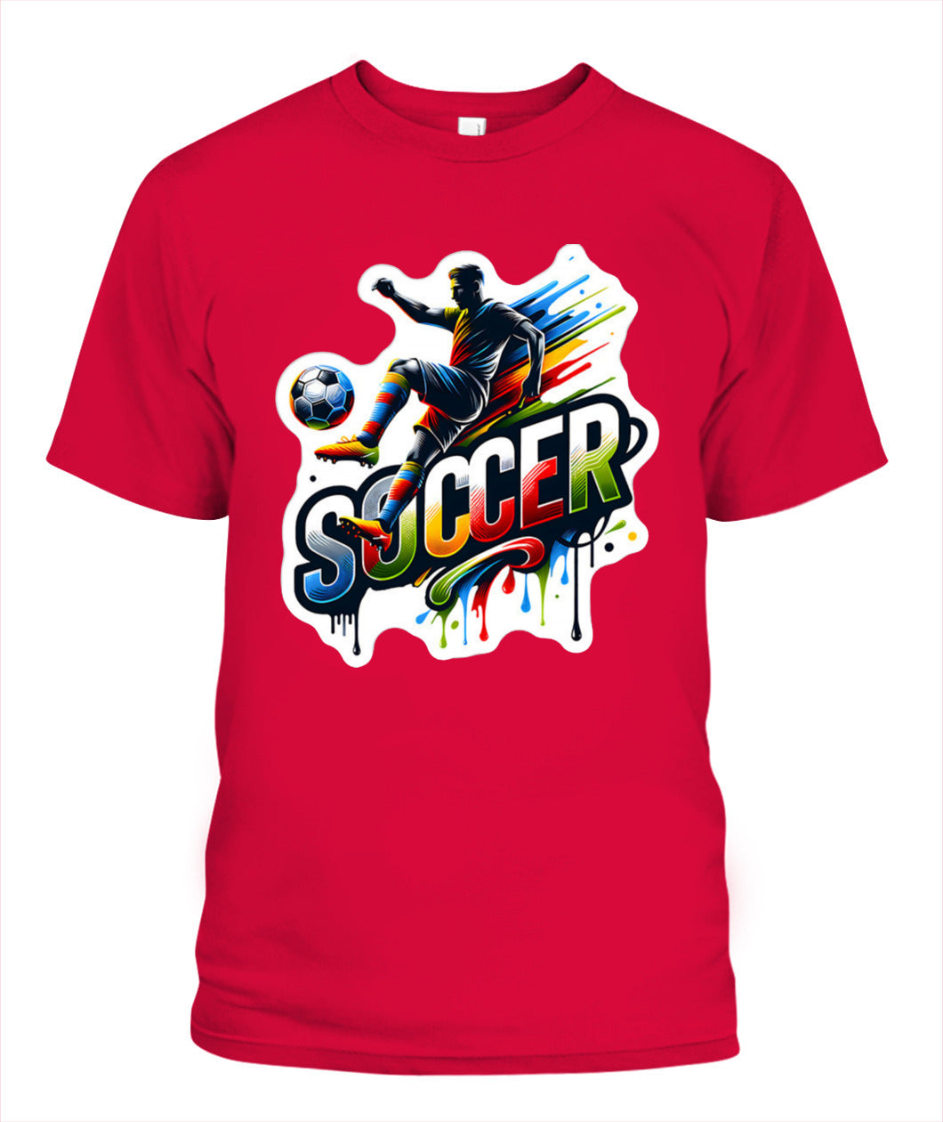 ✨From Every Fan, For Every Match✨-Dynamic "SOCCER" Graffiti T-Shirt - Volley Kick Action Graphic Tee