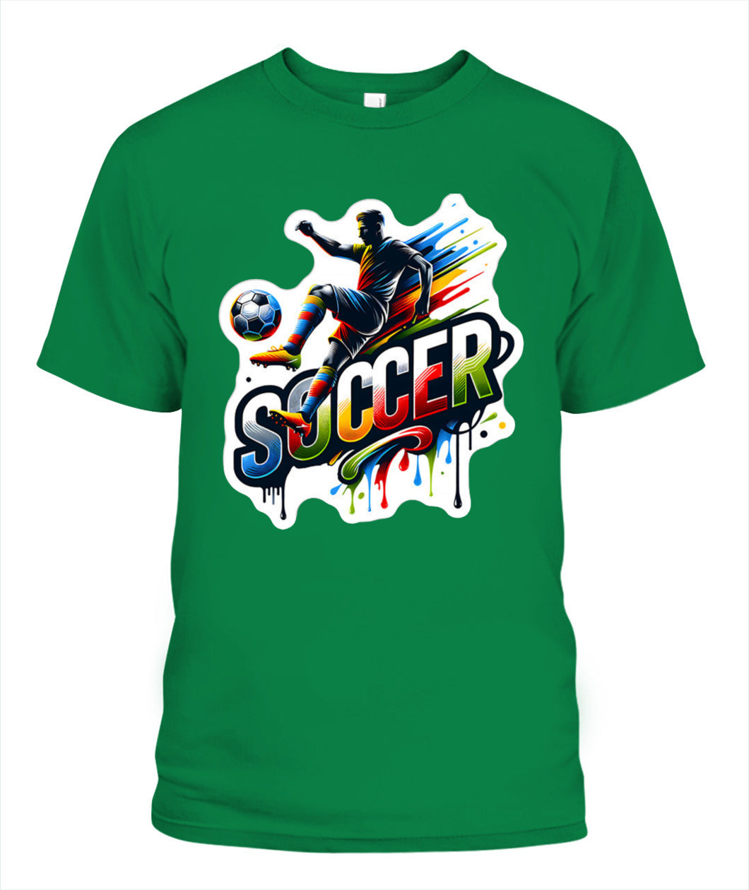 ✨From Every Fan, For Every Match✨-Dynamic "SOCCER" Graffiti T-Shirt - Volley Kick Action Graphic Tee