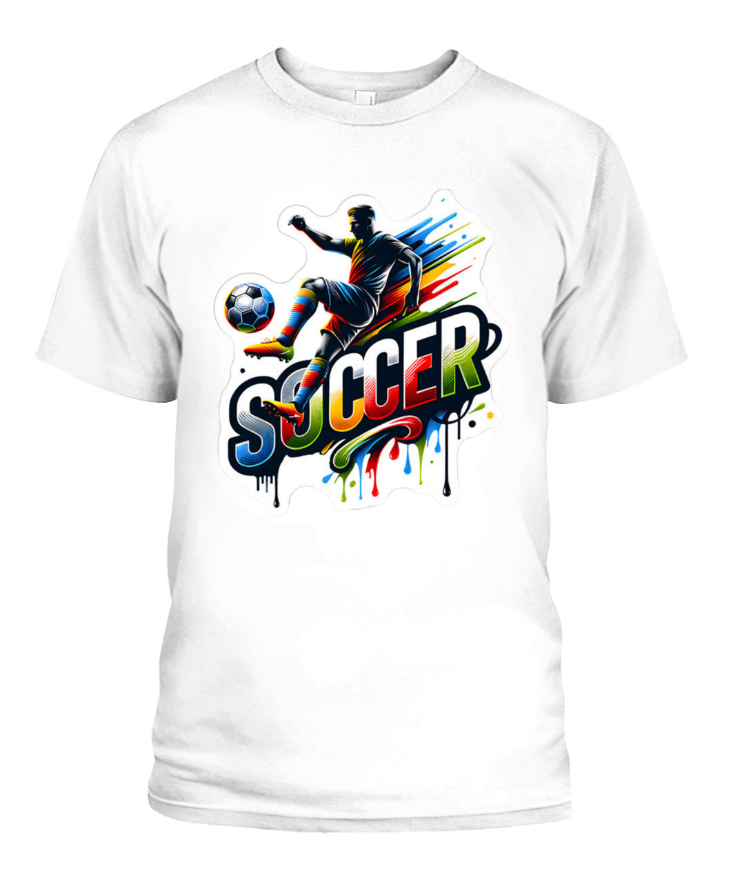 ✨From Every Fan, For Every Match✨-Dynamic "SOCCER" Graffiti T-Shirt - Volley Kick Action Graphic Tee