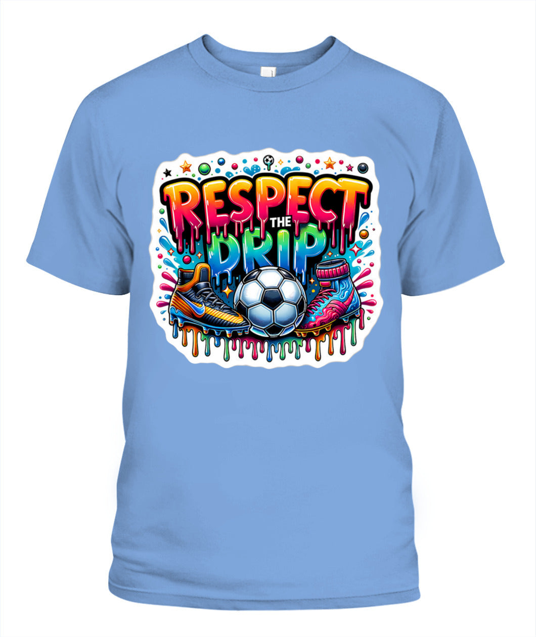 ✨From Every Fan, For Every Match✨-Respect The Drip Soccer T-Shirt - Neon Graffiti Cleats Youth Fan Tee