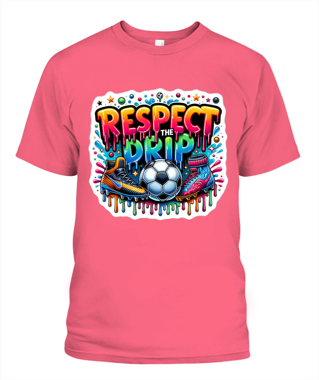 ✨From Every Fan, For Every Match✨-Respect The Drip Soccer T-Shirt - Neon Graffiti Cleats Youth Fan Tee