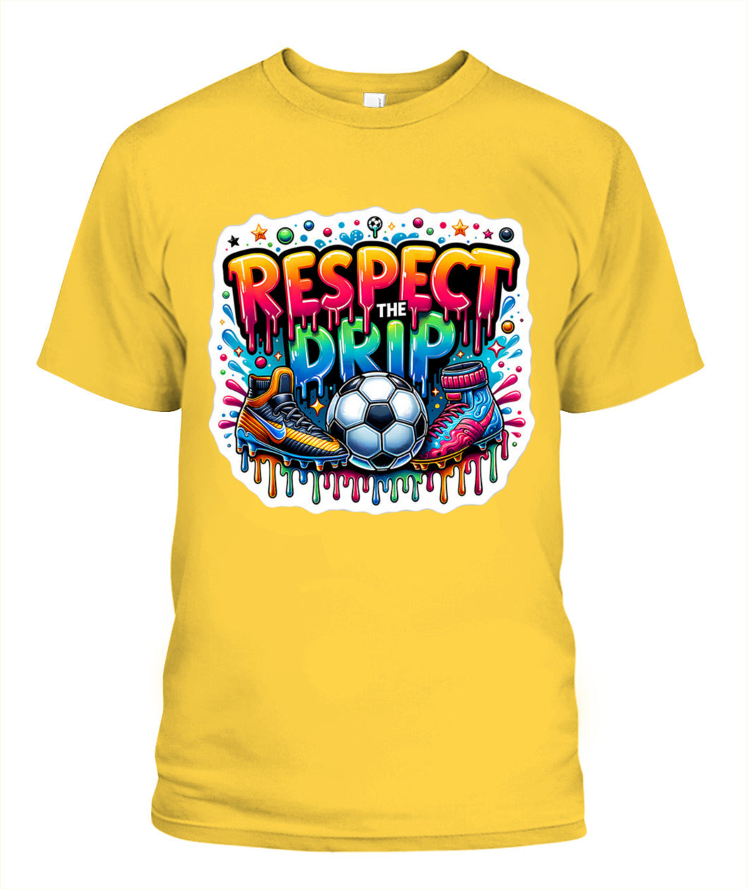 ✨From Every Fan, For Every Match✨-Respect The Drip Soccer T-Shirt - Neon Graffiti Cleats Youth Fan Tee