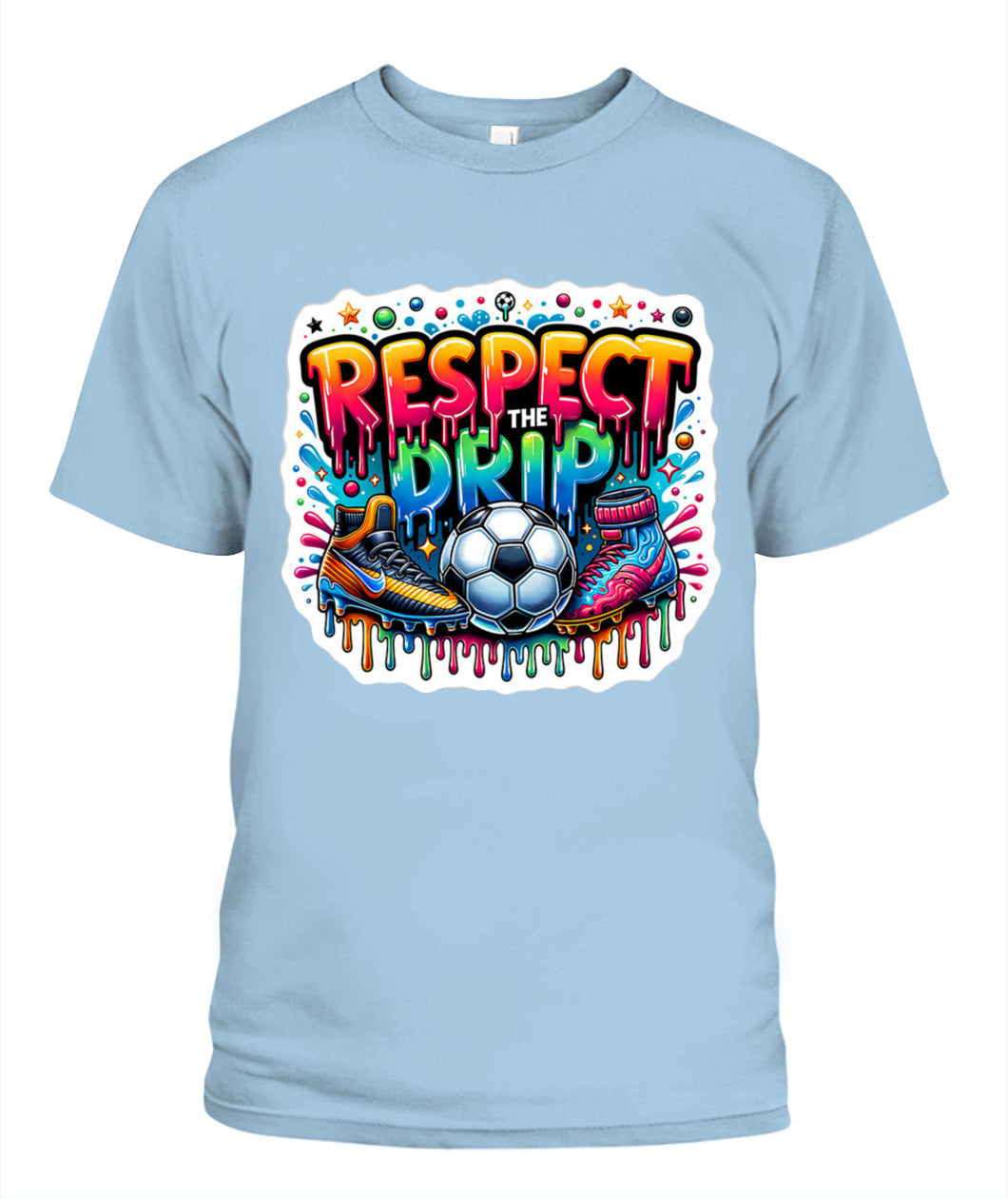 ✨From Every Fan, For Every Match✨-Respect The Drip Soccer T-Shirt - Neon Graffiti Cleats Youth Fan Tee