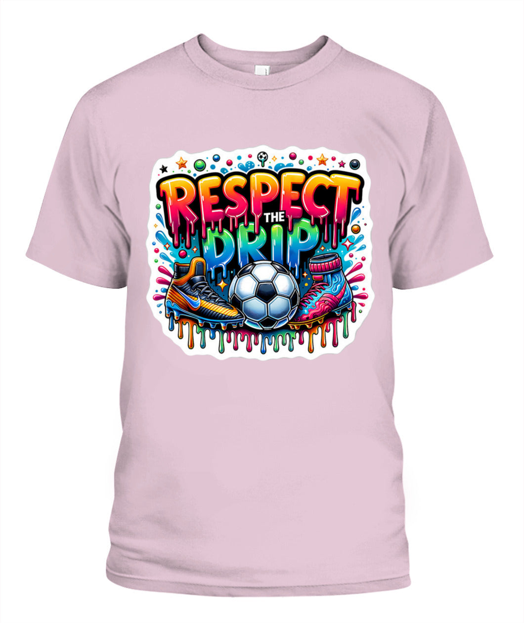 ✨From Every Fan, For Every Match✨-Respect The Drip Soccer T-Shirt - Neon Graffiti Cleats Youth Fan Tee
