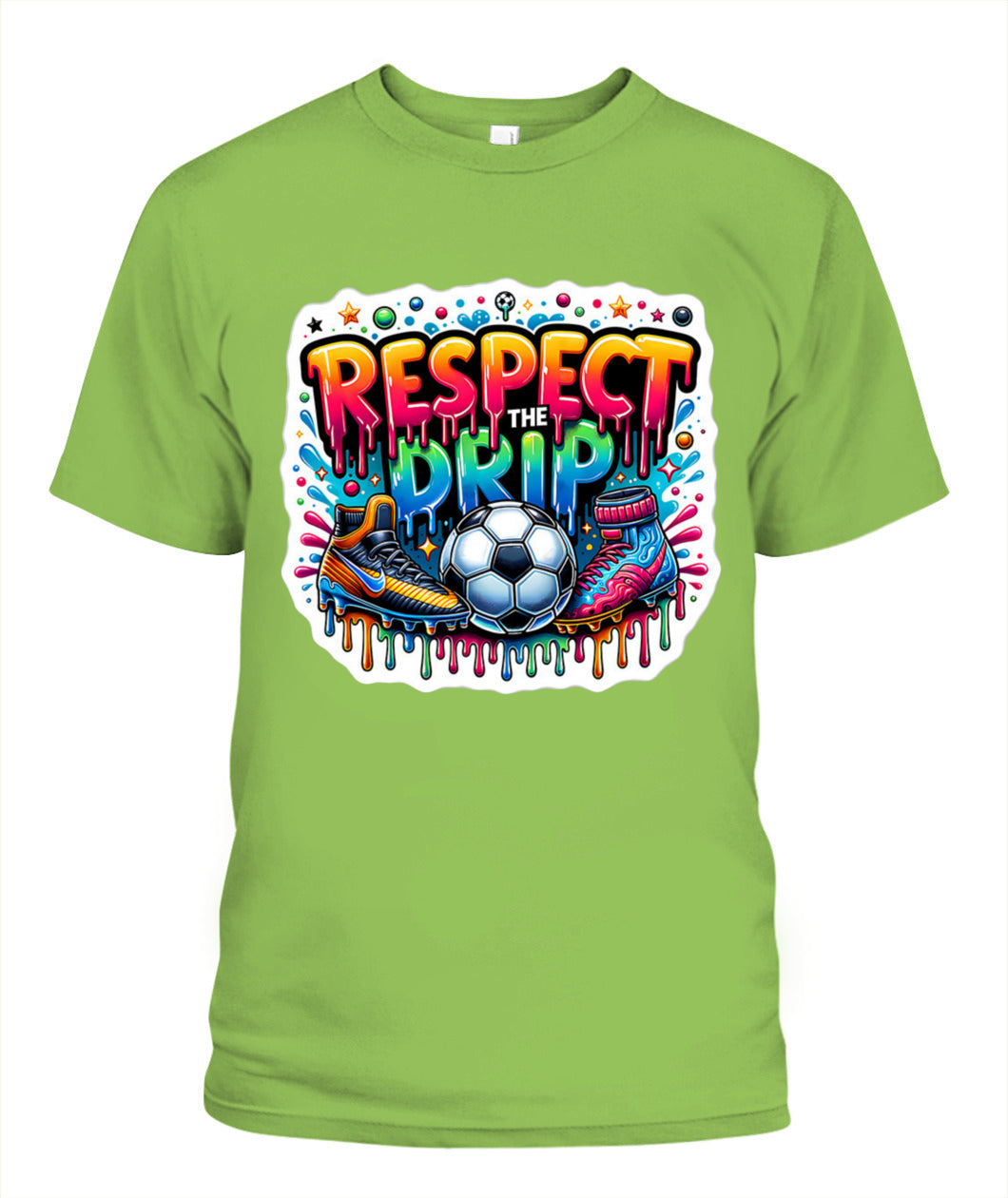✨From Every Fan, For Every Match✨-Respect The Drip Soccer T-Shirt - Neon Graffiti Cleats Youth Fan Tee
