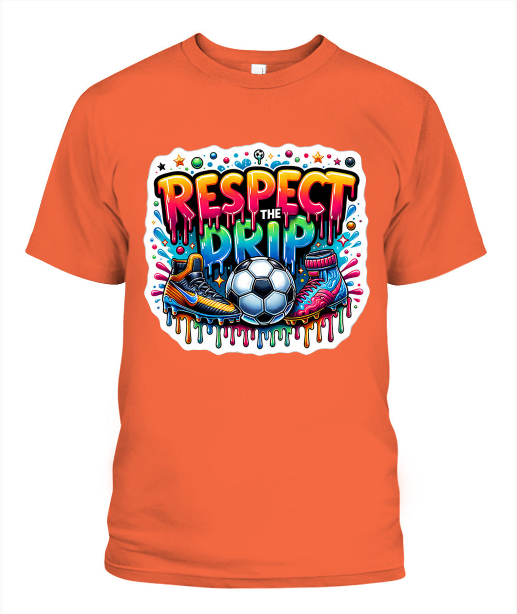 ✨From Every Fan, For Every Match✨-Respect The Drip Soccer T-Shirt - Neon Graffiti Cleats Youth Fan Tee