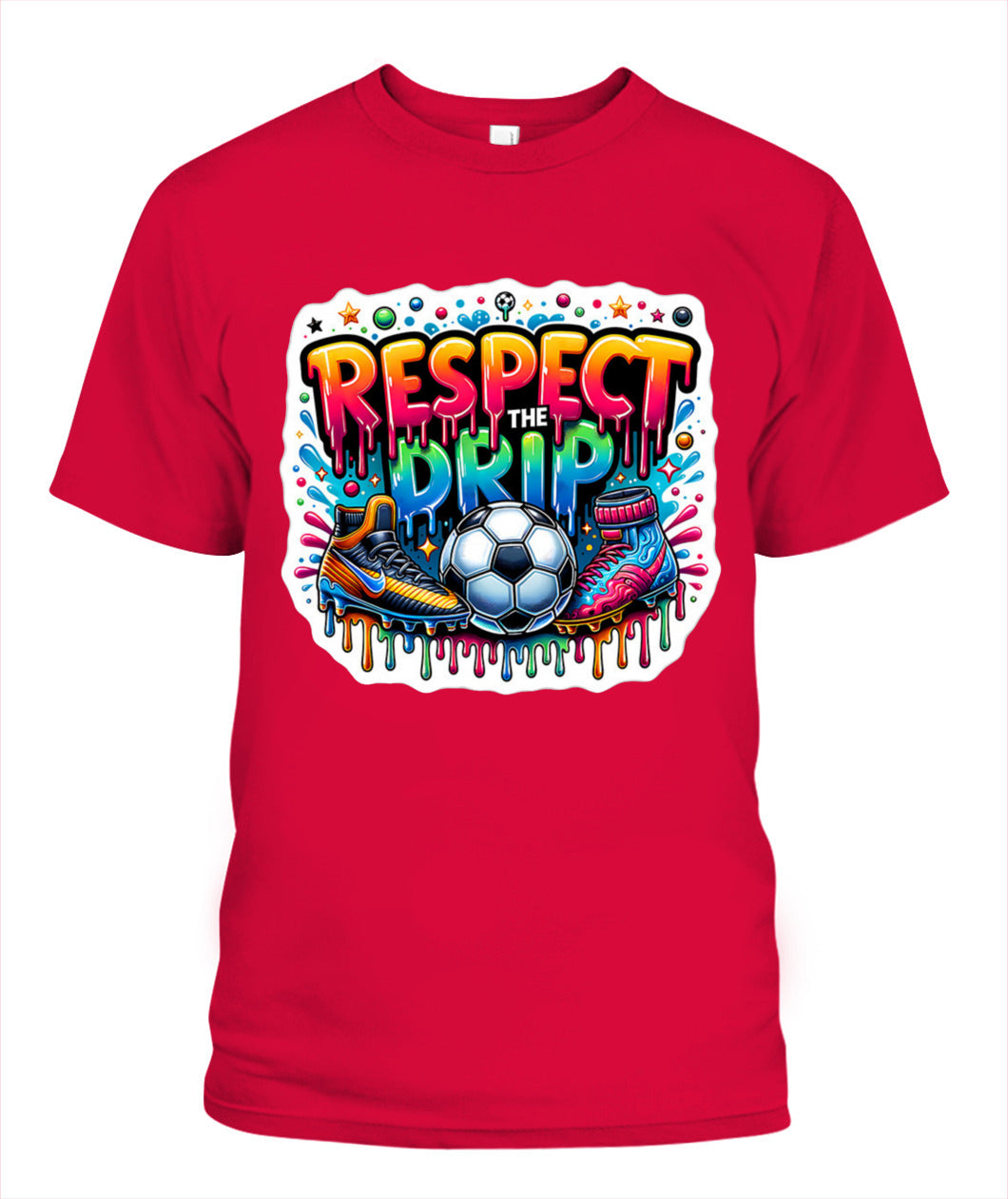 ✨From Every Fan, For Every Match✨-Respect The Drip Soccer T-Shirt - Neon Graffiti Cleats Youth Fan Tee