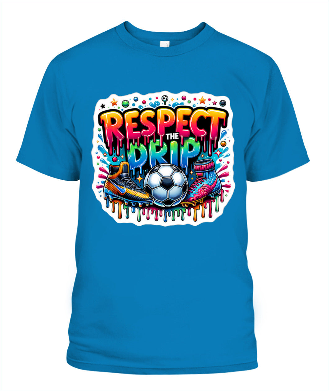 ✨From Every Fan, For Every Match✨-Respect The Drip Soccer T-Shirt - Neon Graffiti Cleats Youth Fan Tee
