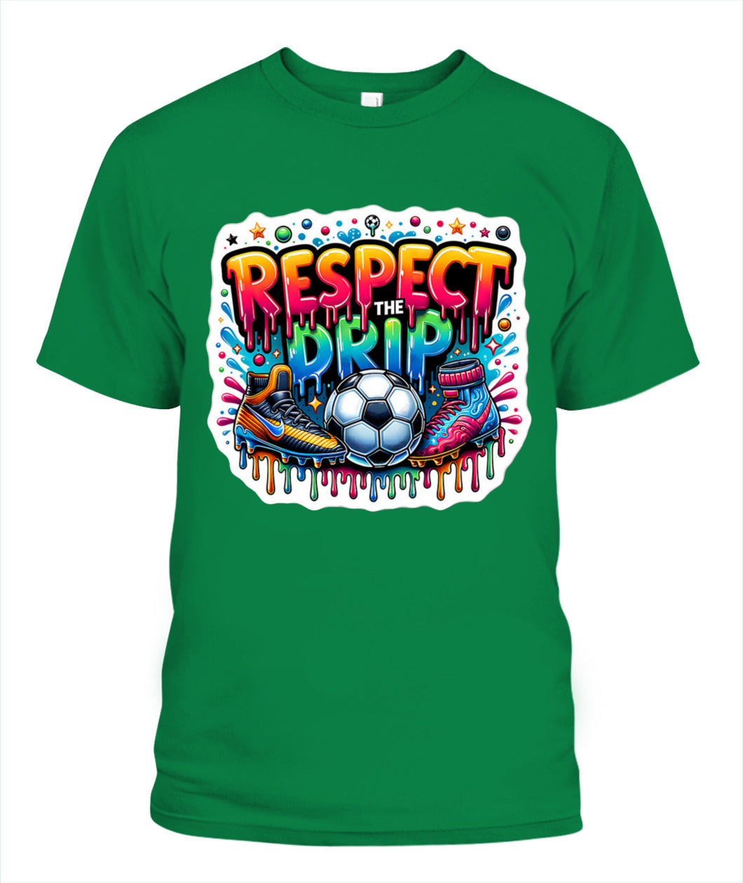 ✨From Every Fan, For Every Match✨-Respect The Drip Soccer T-Shirt - Neon Graffiti Cleats Youth Fan Tee