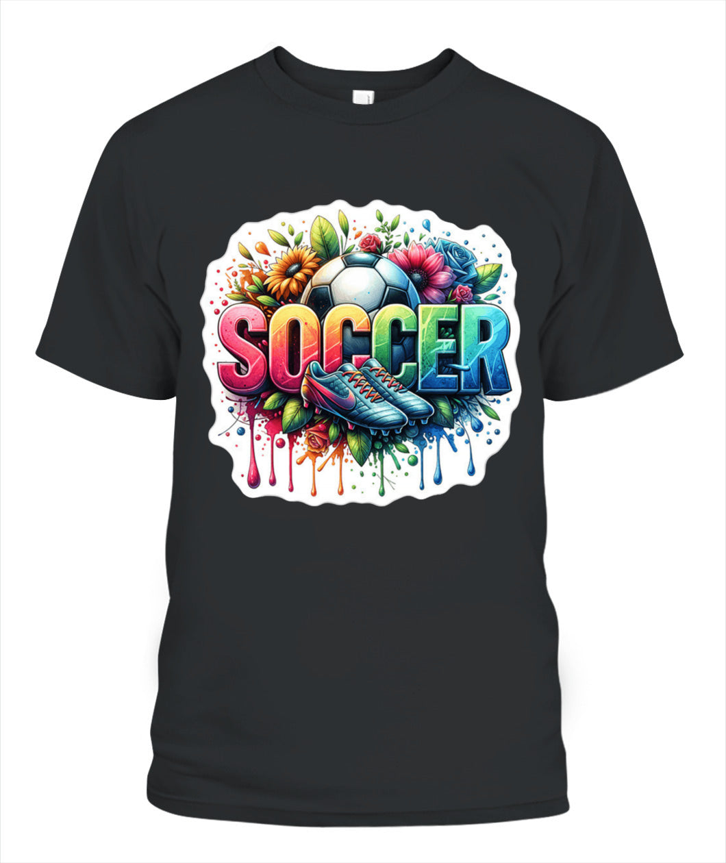 ✨From Every Fan, For Every Match✨-Soccer in Full Color Graphic T-Shirt - Unisex Neon Game Day Cleats Tee