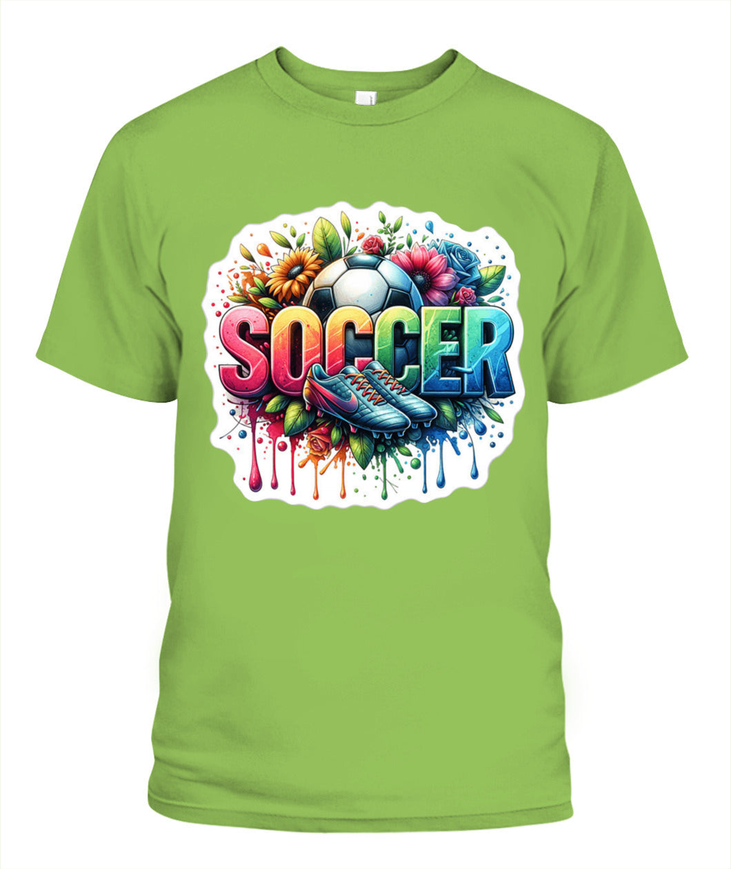 ✨From Every Fan, For Every Match✨-Soccer in Full Color Graphic T-Shirt - Unisex Neon Game Day Cleats Tee