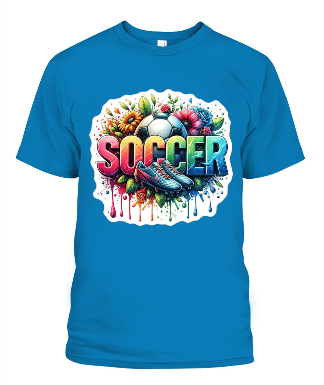 ✨From Every Fan, For Every Match✨-Soccer in Full Color Graphic T-Shirt - Unisex Neon Game Day Cleats Tee