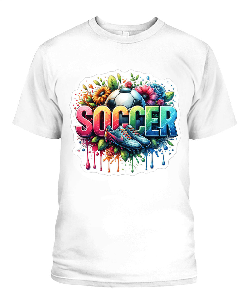 ✨From Every Fan, For Every Match✨-Soccer in Full Color Graphic T-Shirt - Unisex Neon Game Day Cleats Tee