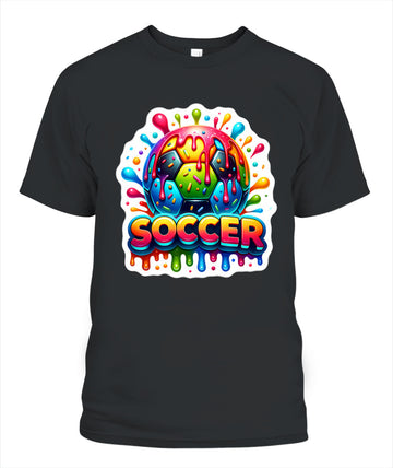 ✨From Every Fan, For Every Match✨-Bubble Text Soccer Graphic T-Shirt - Colorful Kids Summer Sports Tee