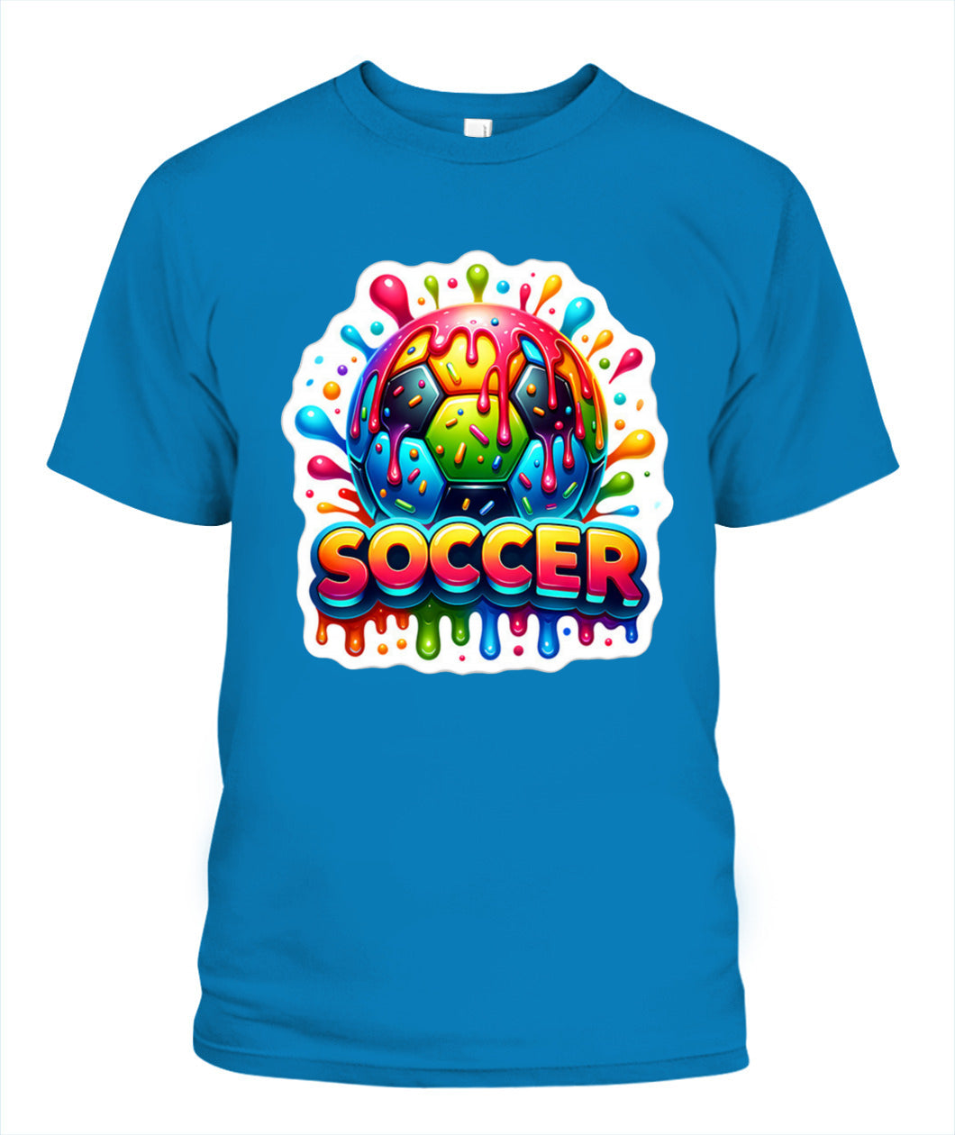 ✨From Every Fan, For Every Match✨-Bubble Text Soccer Graphic T-Shirt - Colorful Kids Summer Sports Tee