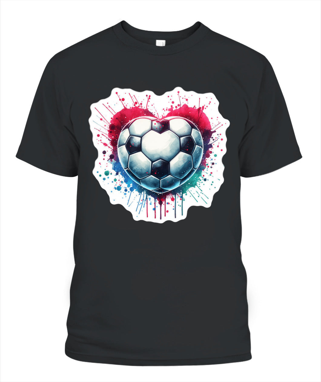 ✨From Every Fan, For Every Match✨-Vibrant Heart Shaped Soccer Ball Shirt | Colorful Watercolor Football Lover Tee