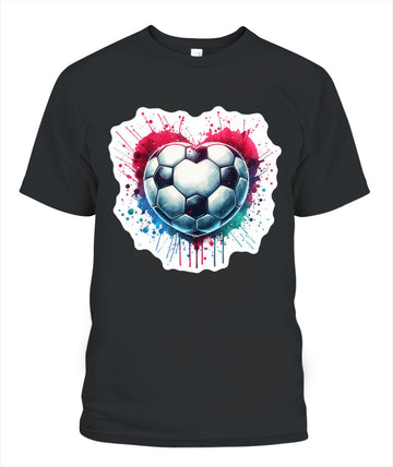 ✨From Every Fan, For Every Match✨-Vibrant Heart Shaped Soccer Ball Shirt | Colorful Watercolor Football Lover Tee