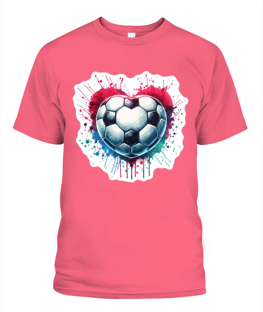 ✨From Every Fan, For Every Match✨-Vibrant Heart Shaped Soccer Ball Shirt | Colorful Watercolor Football Lover Tee