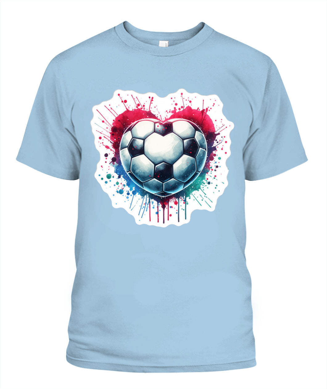 ✨From Every Fan, For Every Match✨-Vibrant Heart Shaped Soccer Ball Shirt | Colorful Watercolor Football Lover Tee