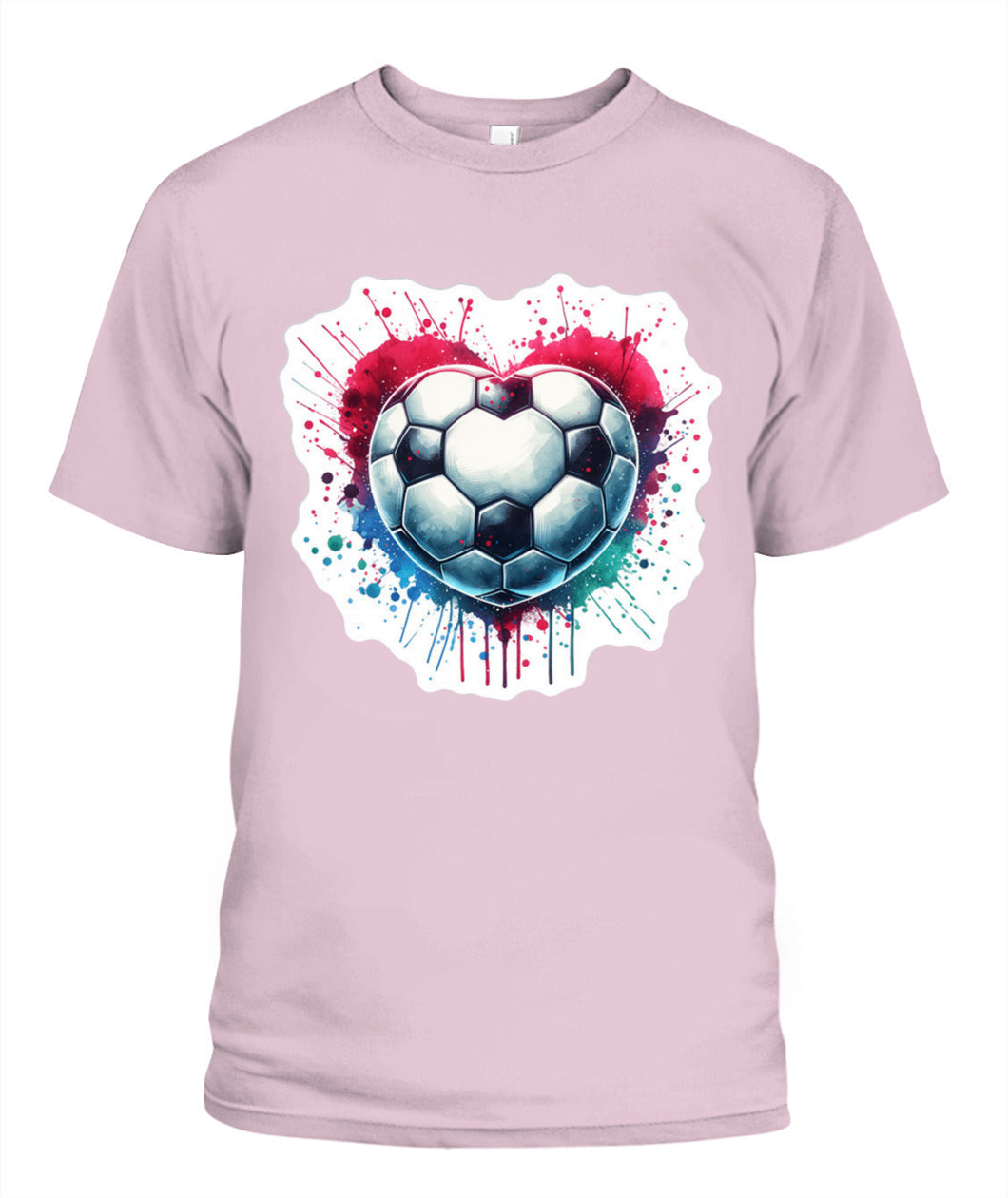 ✨From Every Fan, For Every Match✨-Vibrant Heart Shaped Soccer Ball Shirt | Colorful Watercolor Football Lover Tee