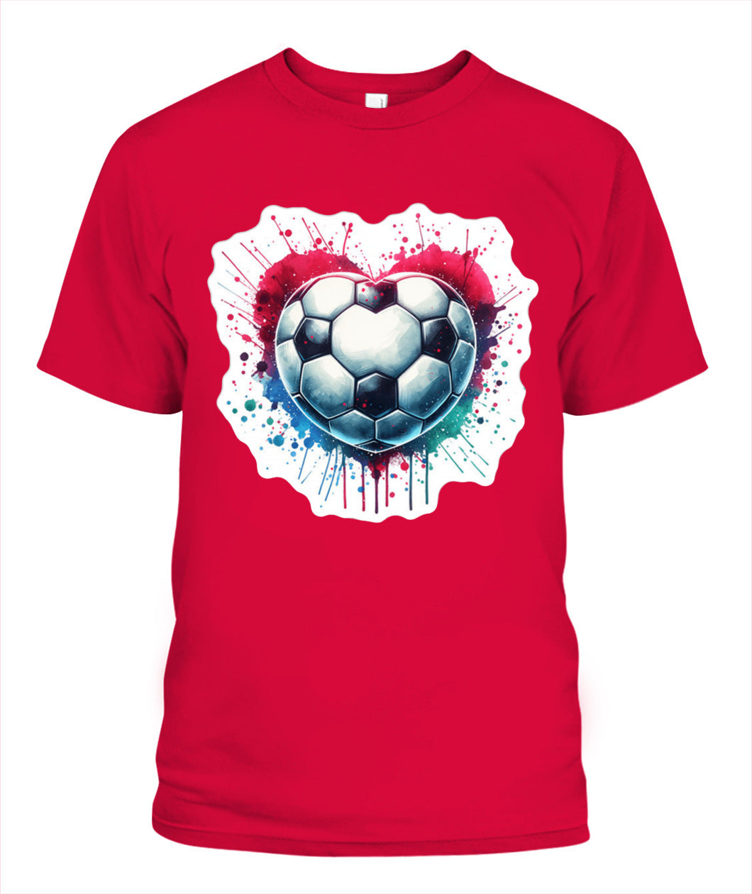 ✨From Every Fan, For Every Match✨-Vibrant Heart Shaped Soccer Ball Shirt | Colorful Watercolor Football Lover Tee