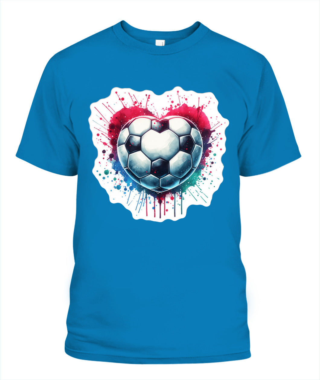 ✨From Every Fan, For Every Match✨-Vibrant Heart Shaped Soccer Ball Shirt | Colorful Watercolor Football Lover Tee