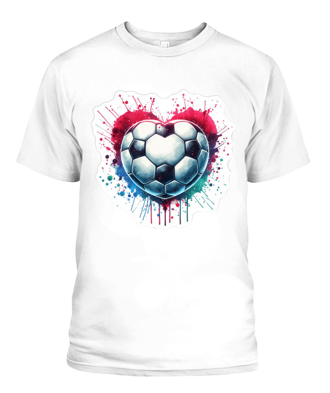 ✨From Every Fan, For Every Match✨-Vibrant Heart Shaped Soccer Ball Shirt | Colorful Watercolor Football Lover Tee