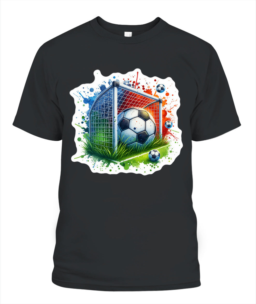 ✨From Every Fan, For Every Match✨-Soccer Ball In Net Watercolor T-Shirt - Artistic Goal Graphic Tee